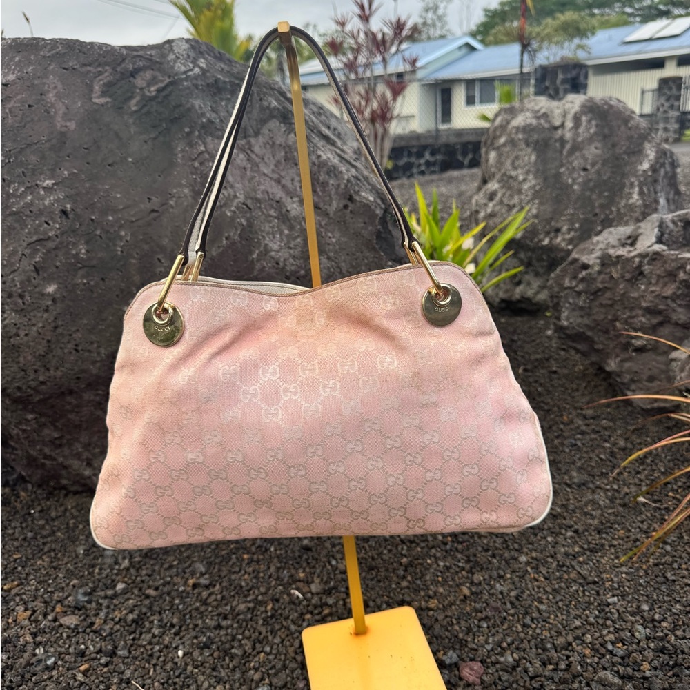 Gucci Pink GG Monogram Canvas Shoulder Bag REHAB PROJECT Authentic